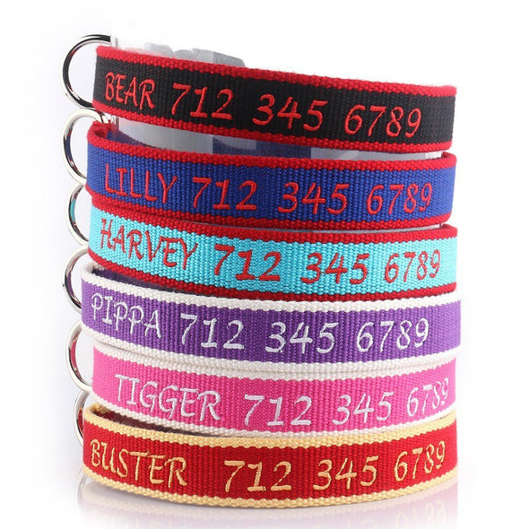 Custom dog Collars Personalized Embroidered dog collars with Name 1 in –